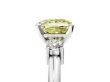 White gold Three-Stone Fancy Yellow Princess  Cut Diamond Solitaire with Prong Setting and Classic Band_5