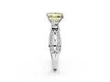 White gold Three-Stone Fancy Yellow Princess  Cut Diamond Twist Band with Prong Setting_2