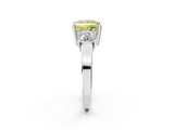 White gold Three-Stone Fancy Yellow Princess  Cut Solitaire Ring with Prong Setting_5