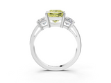 White gold Three-Stone Fancy Yellow Princess  Cut Solitaire Ring with Prong Setting_6