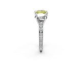 White gold Three-Stone Fancy Yellow Princess  Diamond Milgrain Pave Band with Prong Setting 3