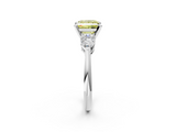 White gold Three-Stone Fancy Yellow Princess  Diamond Ring with Pear Side Stones in Four-Prong Setting_2