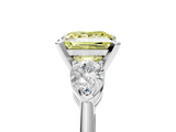 White gold Three-Stone Fancy Yellow Princess  Diamond Ring with Pear Side Stones in Four-Prong Setting_5