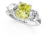 White gold Three-Stone Fancy Yellow Radiant  Brilliant Cut Solitaire Ring with Prong Setting on a Classic Band 2