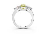 White gold Three-Stone Fancy Yellow Radiant  Brilliant Cut Solitaire Ring with Prong Setting on a Classic Band 4
