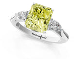 White gold Three-Stone Fancy Yellow Radiant Cut Brilliant Diamond Solitaire Ring with Tapered Band and Four-Prong Setting_32