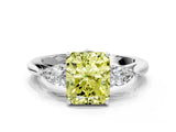 White gold Three-Stone Fancy Yellow Radiant Cut Brilliant Diamond Solitaire Ring with Tapered Band and Four-Prong Setting_38
