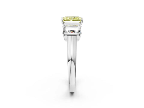 White gold Three-Stone Fancy Yellow Radiant Cut Brilliant Diamond Trellis Ring with Comfort Fit Band_14