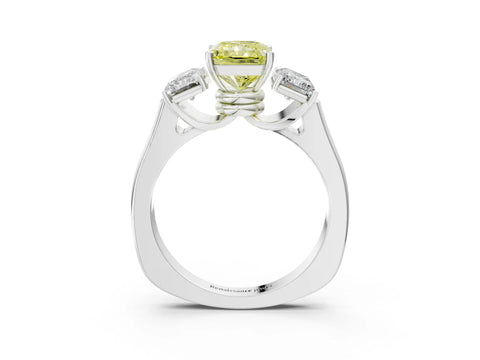 White gold Three-Stone Fancy Yellow Radiant Cut Brilliant Diamond Trellis Ring with Comfort Fit Band_15