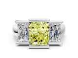 White gold Three Stone Fancy Yellow Radiant Cut Cut Channel Set Diamond Ring_36