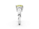 White gold Three Stone Fancy Yellow Radiant Cut Cut Channel Set Diamond Ring_38