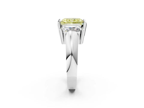 White gold Three Stone Fancy Yellow Radiant Cut Cut Channel Set Diamond Ring_38