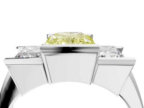 White gold Three Stone Fancy Yellow Radiant Cut Cut Channel Set Diamond Ring_40