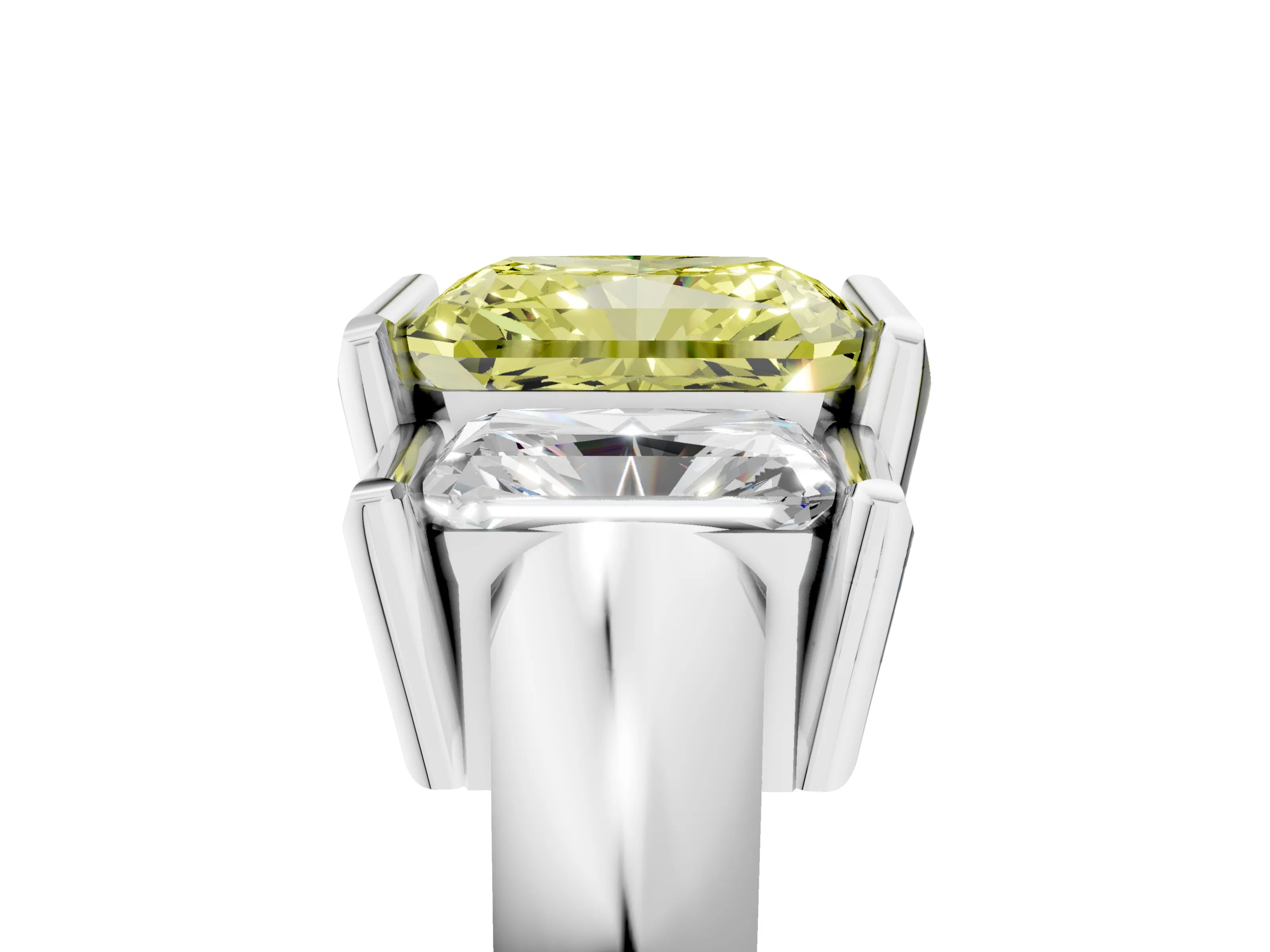 White gold Three Stone Fancy Yellow Radiant Cut Cut Channel Set Diamond Ring_41