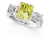 White gold Three-Stone Fancy Yellow Radiant Cut Cut Classic Band Prong Setting Ring_1