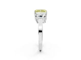 White gold Three-Stone Fancy Yellow Radiant Cut Cut Diamond Engagement Ring with Flat Band and Four-Prong Setting_14
