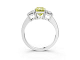 White gold Three-Stone Fancy Yellow Radiant Cut Cut Diamond Engagement Ring with Flat Band and Four-Prong Setting_15