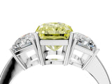 White gold Three-Stone Fancy Yellow Radiant Cut Cut Diamond Engagement Ring with Flat Band and Four-Prong Setting_16