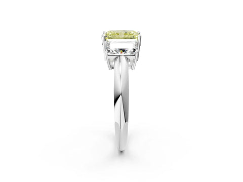 White gold Three-Stone Fancy Yellow Radiant Cut Cut Diamond Engagement Ring with Prong Setting on a White Gold Band_14