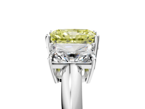 White gold Three-Stone Fancy Yellow Radiant Cut Cut Diamond Engagement Ring with Prong Setting on a White Gold Band_17