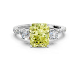 White gold Three-Stone Fancy Yellow Radiant Cut Cut Diamond Pavé Band with Prong Setting_57