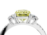 White gold Three-Stone Fancy Yellow Radiant Cut Cut Diamond Pavé Band with Prong Setting_73
