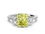 White gold Three-Stone Fancy Yellow Radiant Cut Cut Diamond Pavé Band with Prong Setting_77
