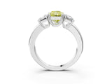 White gold Three-Stone Fancy Yellow Radiant Cut Cut Diamond Ring with Channel Set Band and Four-Prong Setting_15