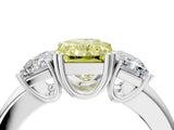 White gold Three-Stone Fancy Yellow Radiant Cut Cut Diamond Ring with Channel Set Band and Four-Prong Setting_40
