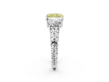 White gold Three-Stone Fancy Yellow Radiant Cut Cut Diamond Ring with Channel-Set Band and Prong Setting_2