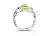 White gold Three-Stone Fancy Yellow Radiant Cut Cut Diamond Ring with Channel-Set Band and Prong Setting_3