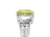 White gold Three-Stone Fancy Yellow Radiant Cut Cut Diamond Ring with Channel-Set Band and Prong Setting_5