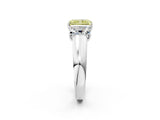 White gold Three-Stone Fancy Yellow Radiant Cut Cut Diamond Ring with Prong Setting and Classic Band_2