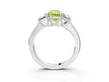 White gold Three-Stone Fancy Yellow Radiant Cut Cut Diamond Ring with Prong Setting and Classic Band_3