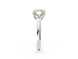 White gold Three-Stone Fancy Yellow Radiant Cut Cut Diamond Ring with Trillion Side Stones and Four-Prong Setting_13