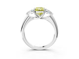 White gold Three-Stone Fancy Yellow Radiant Cut Cut Diamond Ring with Trillion Side Stones and Four-Prong Setting_14