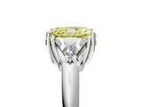 White gold Three-Stone Fancy Yellow Radiant Cut Cut Diamond Ring with Trillion Side Stones and Four-Prong Setting_16