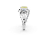 White gold Three-Stone Fancy Yellow Radiant Cut Cut Diamond Split Shank Prong Set Ring_14