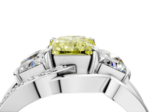 White gold Three-Stone Fancy Yellow Radiant Cut Cut Diamond Split Shank Prong Set Ring_16