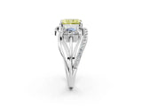 White gold Three-Stone Fancy Yellow Radiant Cut Cut Diamond Split Shank Prong Set Ring_26