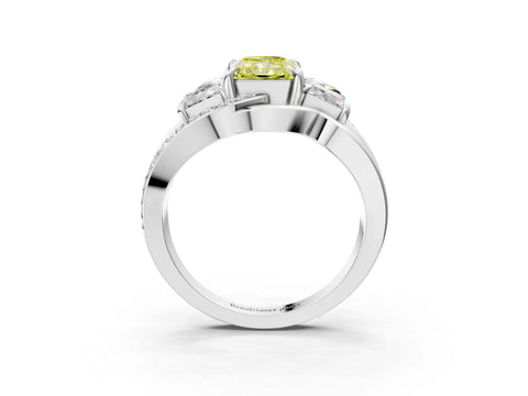 White gold Three-Stone Fancy Yellow Radiant Cut Cut Diamond Split Shank Prong Set Ring_27