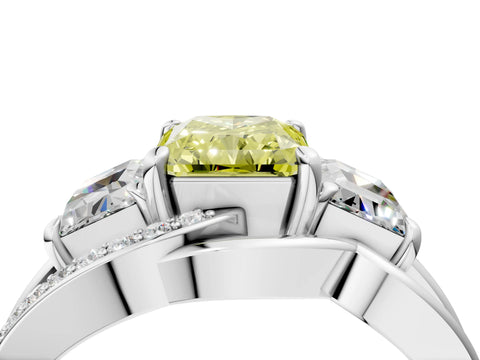 White gold Three-Stone Fancy Yellow Radiant Cut Cut Diamond Split Shank Prong Set Ring_28