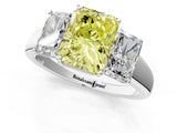 White gold Three-Stone Fancy Yellow Radiant Cut Cut Solitaire Ring with Classic Prong Setting_13