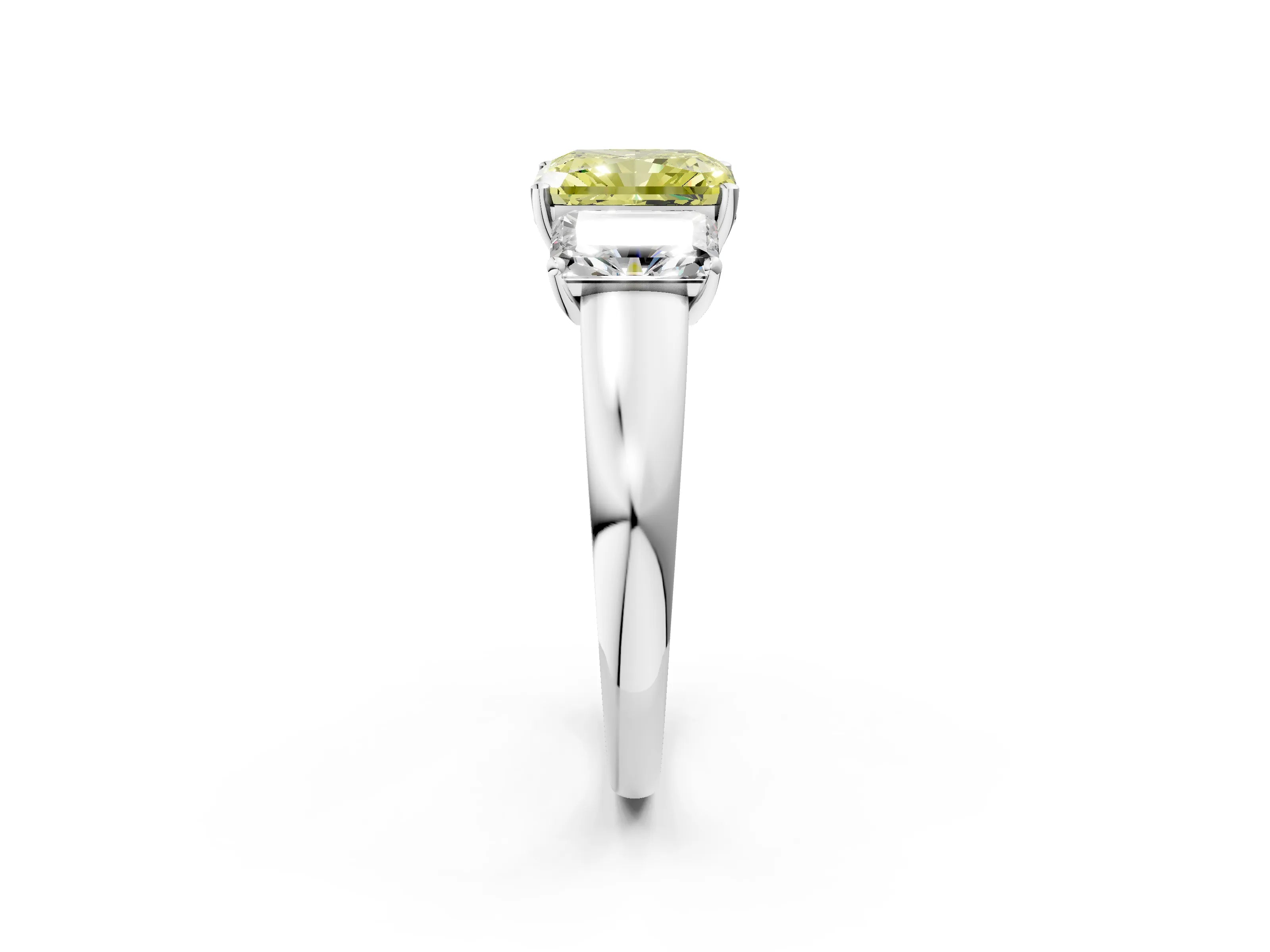 White gold Three-Stone Fancy Yellow Radiant Cut Cut Solitaire Ring with Classic Prong Setting_14