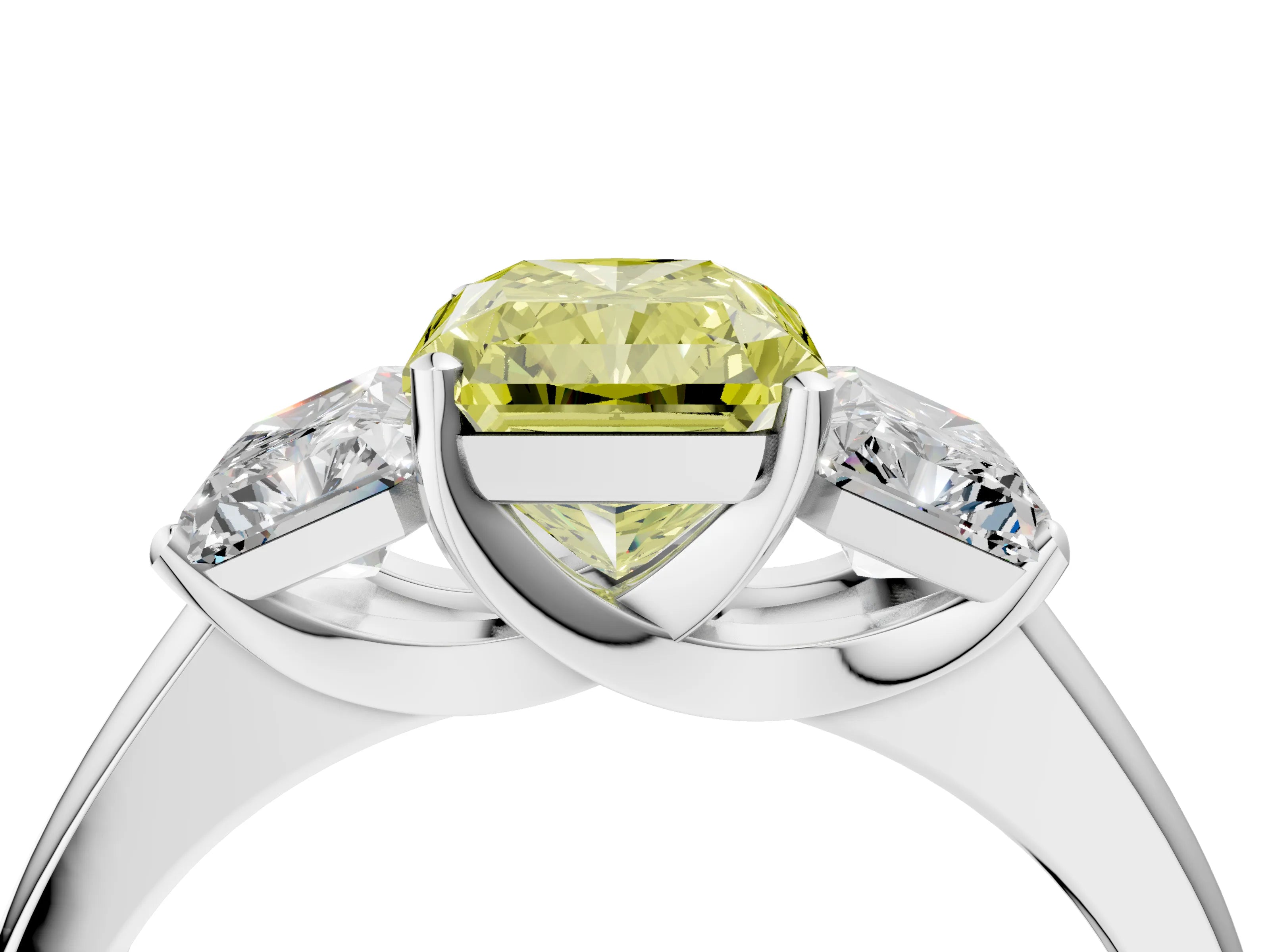 White gold Three-Stone Fancy Yellow Radiant Cut Cut Solitaire Ring with Classic Prong Setting_16
