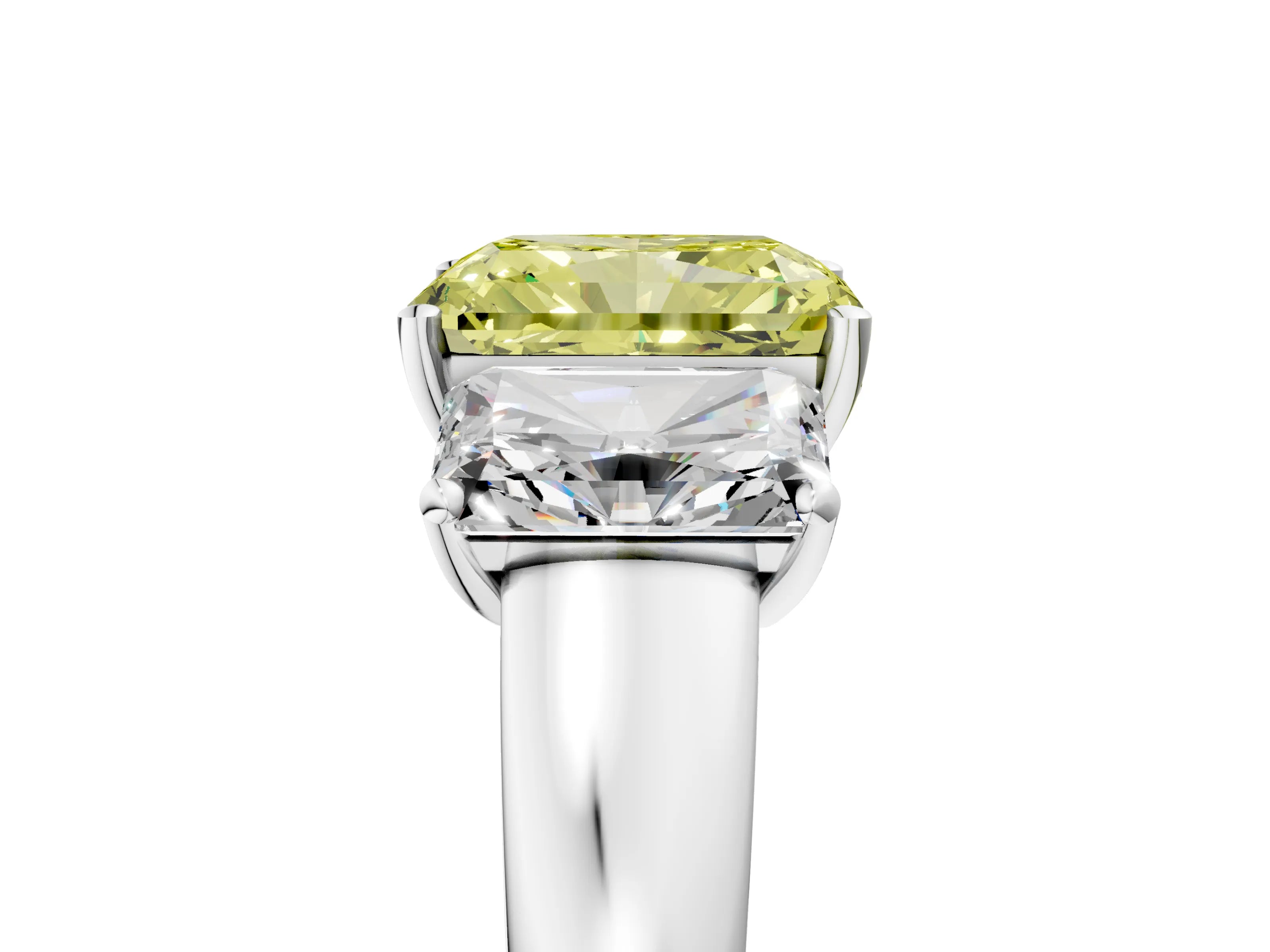 White gold Three-Stone Fancy Yellow Radiant Cut Cut Solitaire Ring with Classic Prong Setting_17