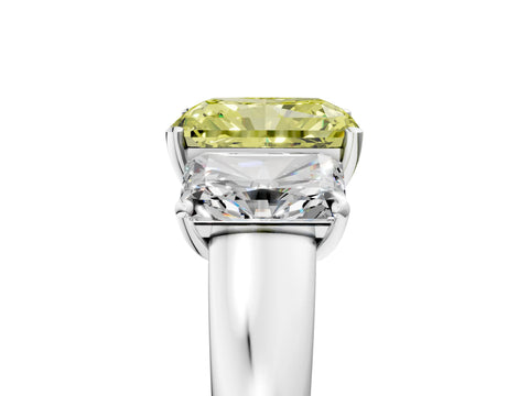 White gold Three-Stone Fancy Yellow Radiant Cut Cut Solitaire Ring with Classic Prong Setting_17