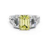 White gold Three-Stone Fancy Yellow Radiant Cut Diamond Braided Band Ring with Four-Prong Setting_102