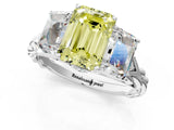 White gold Three-Stone Fancy Yellow Radiant Cut Diamond Braided Band Ring with Four-Prong Setting_103