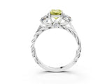 White gold Three-Stone Fancy Yellow Radiant Cut Diamond Braided Band Ring with Four-Prong Setting_105